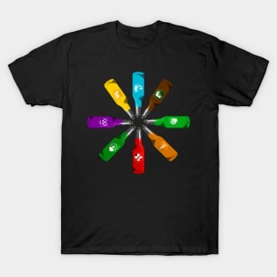 Zombie 8 Perk Pinwheel on Black T-Shirt